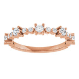 14K Gold Round Natural Diamond Accented Stackable Ring – 2.5mm Stones - Rose Gold - view 3