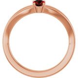 14K Gold Oval Natural Mozambique Garnet Youth Birthstone Ring - Rose Gold - view 2