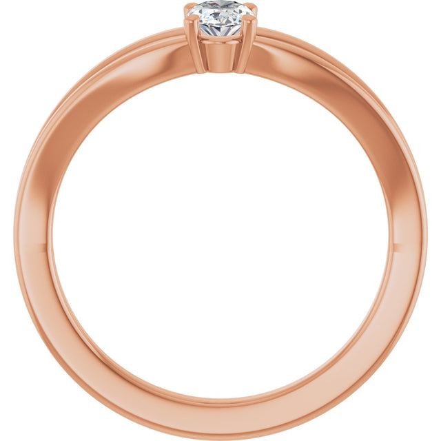 14K Gold Oval Natural White Sapphire Youth Birthstone Ring - Rose Gold - view 2