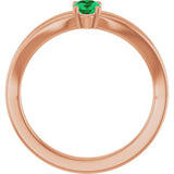 14K Gold Oval Lab-Grown Emerald Youth Birthstone Ring - Rose Gold - view 2