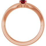 14K Gold Oval Lab-Grown Ruby Youth Birthstone Ring - Rose Gold - view 2