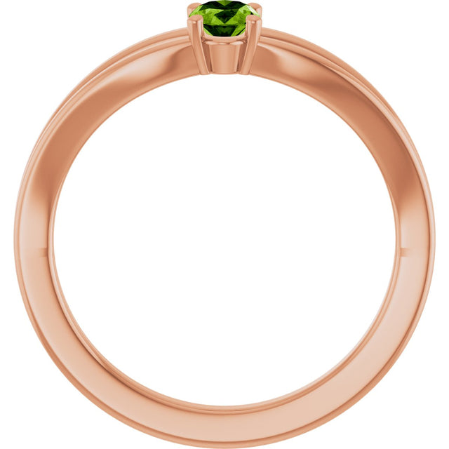 14K Gold Oval Natural Peridot Youth Birthstone Ring - Rose Gold - view 2