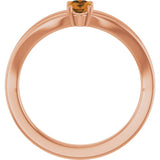 14K Gold Oval Natural Citrine Youth Birthstone Ring - Rose Gold - view 2