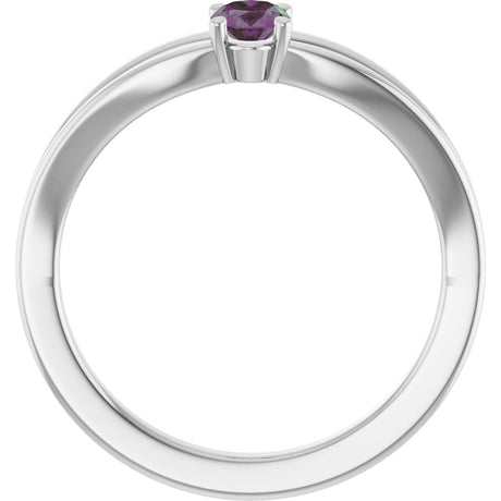 Platinum Oval Lab-Grown Alexandrite Youth Birthstone Ring - view 2