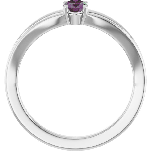 Platinum Oval Lab-Grown Alexandrite Youth Birthstone Ring - view 2