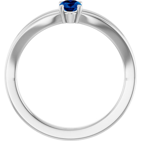 Platinum Oval Natural Blue Sapphire Youth Birthstone Ring - view 2