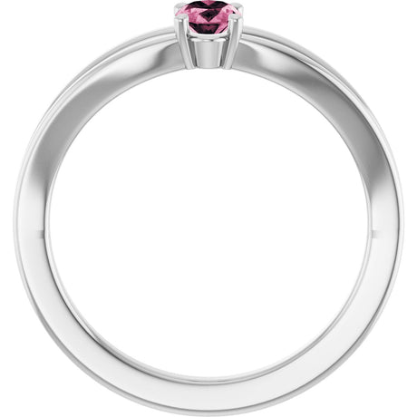 Platinum Oval Natural Pink Tourmaline Youth Birthstone Ring - view 2