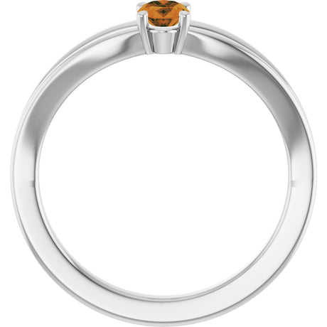 Platinum Oval Natural Citrine Youth Birthstone Ring - view 2