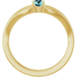 14K Gold Oval Natural Blue Zircon Youth Birthstone Ring - Yellow Gold - view 2