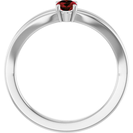 Platinum Oval Natural Mozambique Garnet Youth Birthstone Ring - view 2