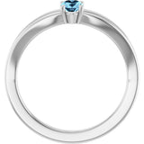 14K Gold Oval Natural Aquamarine Youth Birthstone Ring - White Gold - view 2