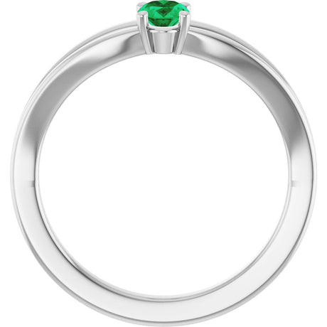 Platinum Oval Natural Emerald Youth Birthstone Ring - view 2