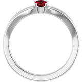 Platinum Oval Lab-Grown Ruby Youth Birthstone Ring - view 2