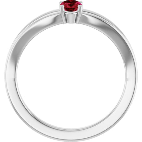 Platinum Oval Lab-Grown Ruby Youth Birthstone Ring - view 2