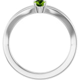 14K Gold Oval Natural Peridot Youth Birthstone Ring - White Gold - view 2
