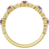14K Gold Round Natural Amethyst Accented Stackable Ring – 2.5mm Stones - Yellow Gold - view 2