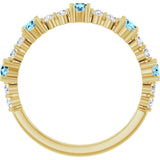 14K Gold Round Natural Aquamarine Accented Stackable Ring – 2.5mm Stones - Yellow Gold - view 2