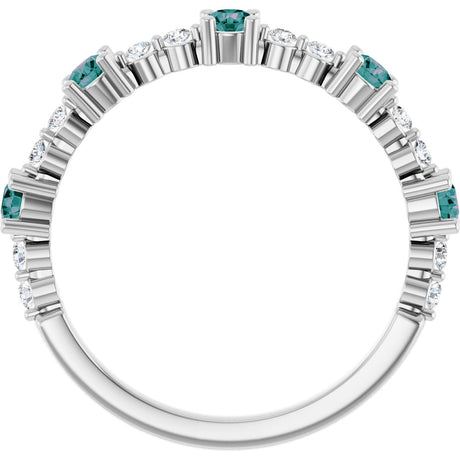 Platinum Round Lab-Grown Alexandrite Accented Stackable Ring – 2.5mm Stones - view 2