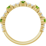 14K Gold Round Natural Peridot Accented Stackable Ring – 2.5mm Stones - Yellow Gold - view 2