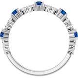 Platinum Round Lab-Grown Blue Sapphire Accented Stackable Ring – 2.5mm Stones - view 2