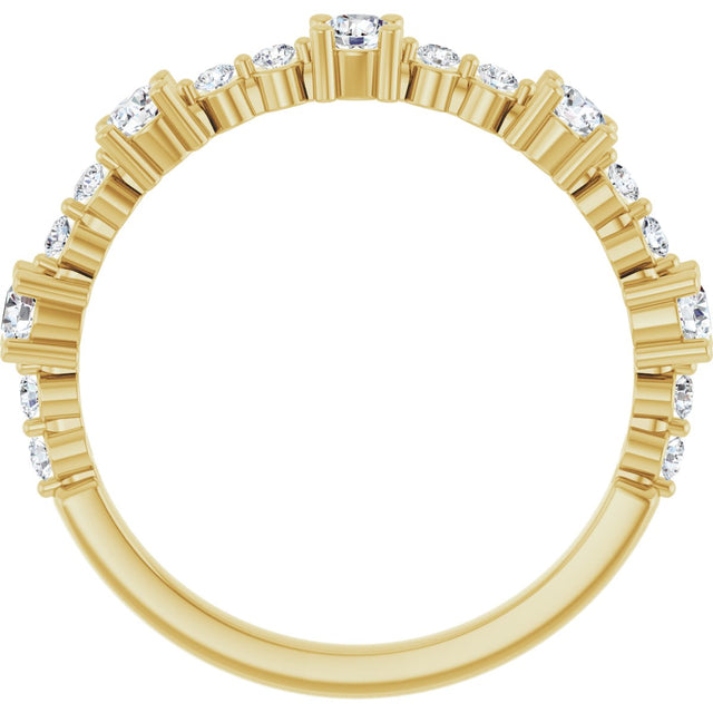 14K Gold Round Natural White Sapphire Accented Stackable Ring – 2.5mm Stones - Yellow Gold - view 2