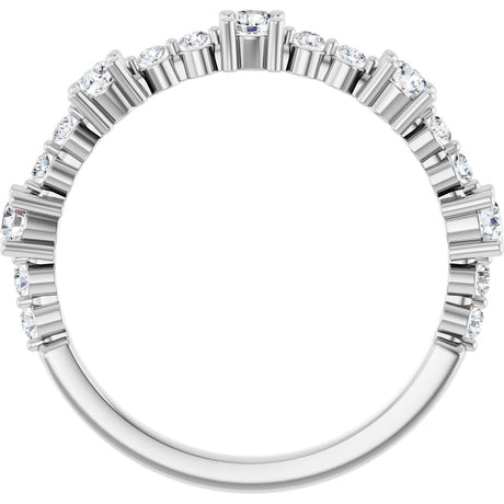 Platinum Round Natural White Sapphire Accented Stackable Ring – 2.5mm Stones - view 2