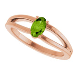 14K Gold Oval Natural Peridot Youth Birthstone Ring - Rose Gold - view 5