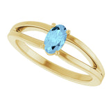 14K Gold Oval Natural Aquamarine Youth Birthstone Ring - Yellow Gold - view 5
