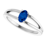 14K Gold Oval Lab-Grown Blue Sapphire Youth Birthstone Ring - White Gold - view 5