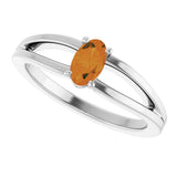 Platinum Oval Natural Citrine Youth Birthstone Ring - view 5