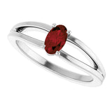 14K Gold Oval Natural Mozambique Garnet Youth Birthstone Ring - White Gold - view 5