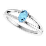 14K Gold Oval Natural Aquamarine Youth Birthstone Ring - White Gold - view 5