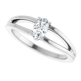 Platinum Oval Natural White Sapphire Youth Birthstone Ring - view 5