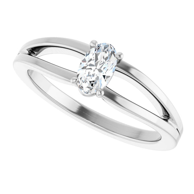 14K Gold Oval Natural White Sapphire Youth Birthstone Ring - White Gold - view 5