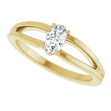 14K Gold Oval Natural White Sapphire Youth Birthstone Ring - Yellow Gold - view 5