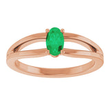 14K Gold Oval Lab-Grown Emerald Youth Birthstone Ring - Rose Gold - view 3