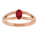 14K Gold Oval Lab-Grown Ruby Youth Birthstone Ring - Rose Gold - view 3