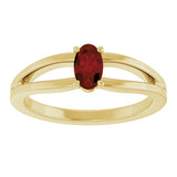 14K Gold Oval Natural Mozambique Garnet Youth Birthstone Ring - Yellow Gold - view 3