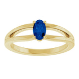 14K Gold Oval Lab-Grown Blue Sapphire Youth Birthstone Ring - Yellow Gold - view 3