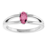 Platinum Oval Natural Pink Tourmaline Youth Birthstone Ring - view 3