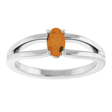 Platinum Oval Natural Citrine Youth Birthstone Ring - view 3