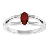 14K Gold Oval Natural Mozambique Garnet Youth Birthstone Ring - White Gold - view 3