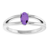 Platinum Oval Natural Amethyst Youth Birthstone Ring - view 3