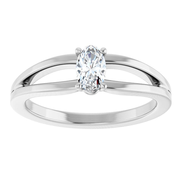 14K Gold Oval Natural White Sapphire Youth Birthstone Ring - White Gold - view 3