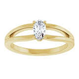 14K Gold Oval Natural White Sapphire Youth Birthstone Ring - Yellow Gold - view 3