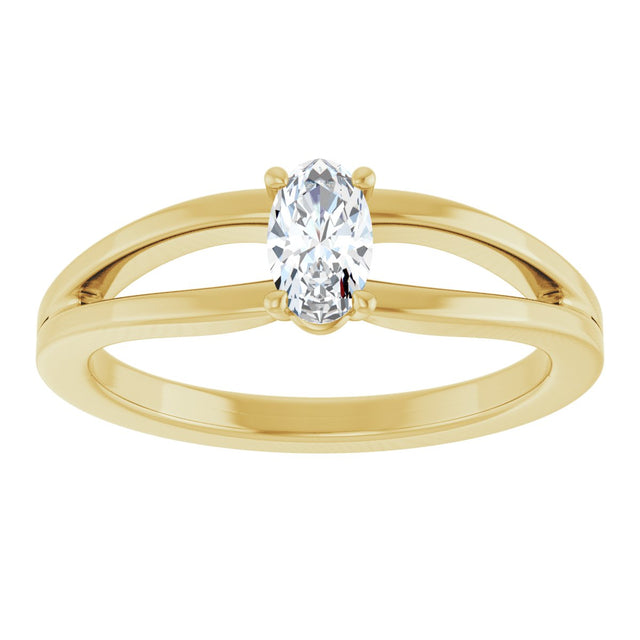 14K Gold Oval Natural White Sapphire Youth Birthstone Ring - Yellow Gold - view 3