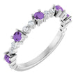 Platinum Round Natural Amethyst Accented Stackable Ring – 2.5mm Stones