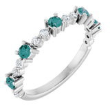 14K Gold Round Lab-Grown Alexandrite Accented Stackable Ring – 2.5mm Stones - White Gold