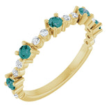 14K Gold Round Lab-Grown Alexandrite Accented Stackable Ring – 2.5mm Stones - Yellow Gold