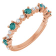 14K Gold Round Natural Alexandrite Accented Stackable Ring – 2.5mm Stones - Rose Gold